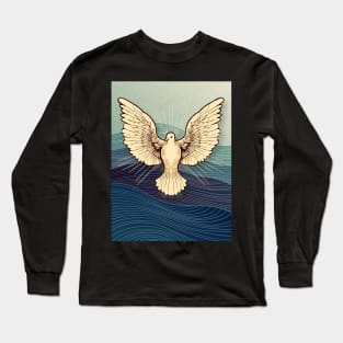 Dove Wings of Unity: "The Left Wing and the Right Wing Belong to the Same Bird" on a Dark Background Long Sleeve T-Shirt